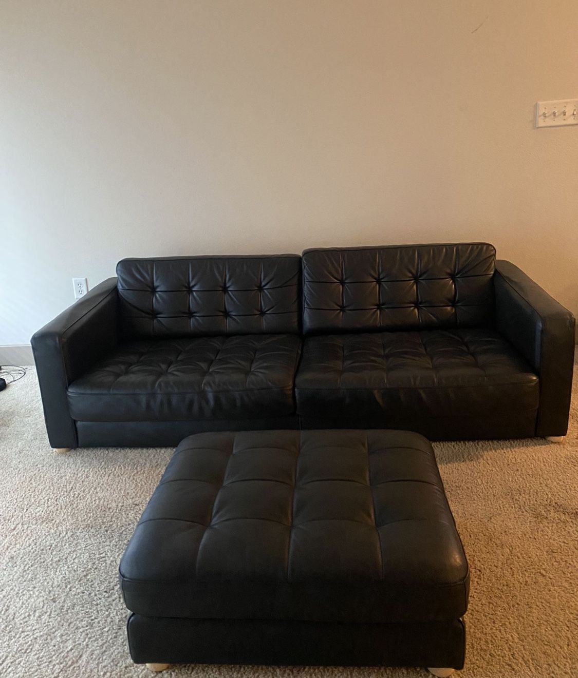 IKEA KARLSTAD Leather Sofa & Ottoman 