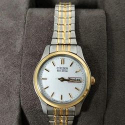 Citizen Ladies Eco-Drive White Dial Expansion Two Tone Bracelet Watch EW3154-90A
