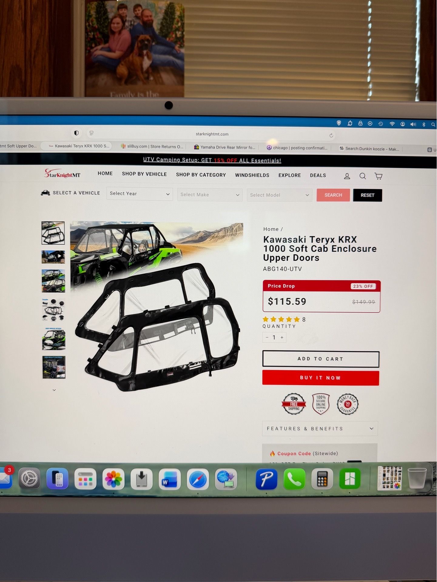 Kawasaki Teryx KRX 1000 Soft Cab Enclosure Upper Doors ABG140-UT