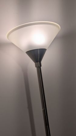 6' torchiere light floor lamp stainless & glass torch