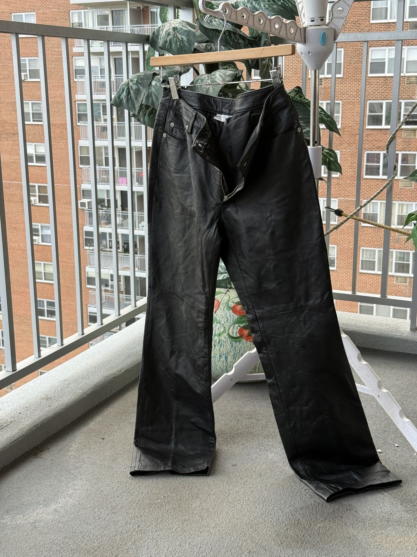 Vintage 100% Leather Jeans Bootcut Size4