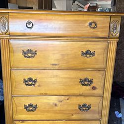 solid wood 5 drawers dresser tall chest brown L38”*D19”*H52”(address in description)