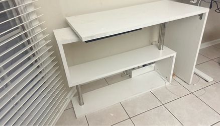 White Corner Computer Desk Rotating L Shape Gaming Study PC Table Home Furniture