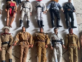 Vintage lot collection Lone Ranger Tonto Gabriel toys Big Jim GI Joe action figures dolls accessories 1970s