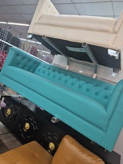 Playful Turquoise Wide Sofa - New Furniture 