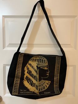 15”x11.5”3.75” Black Hatshepsut Tote Bag with Zipper Closure Made in Egypt