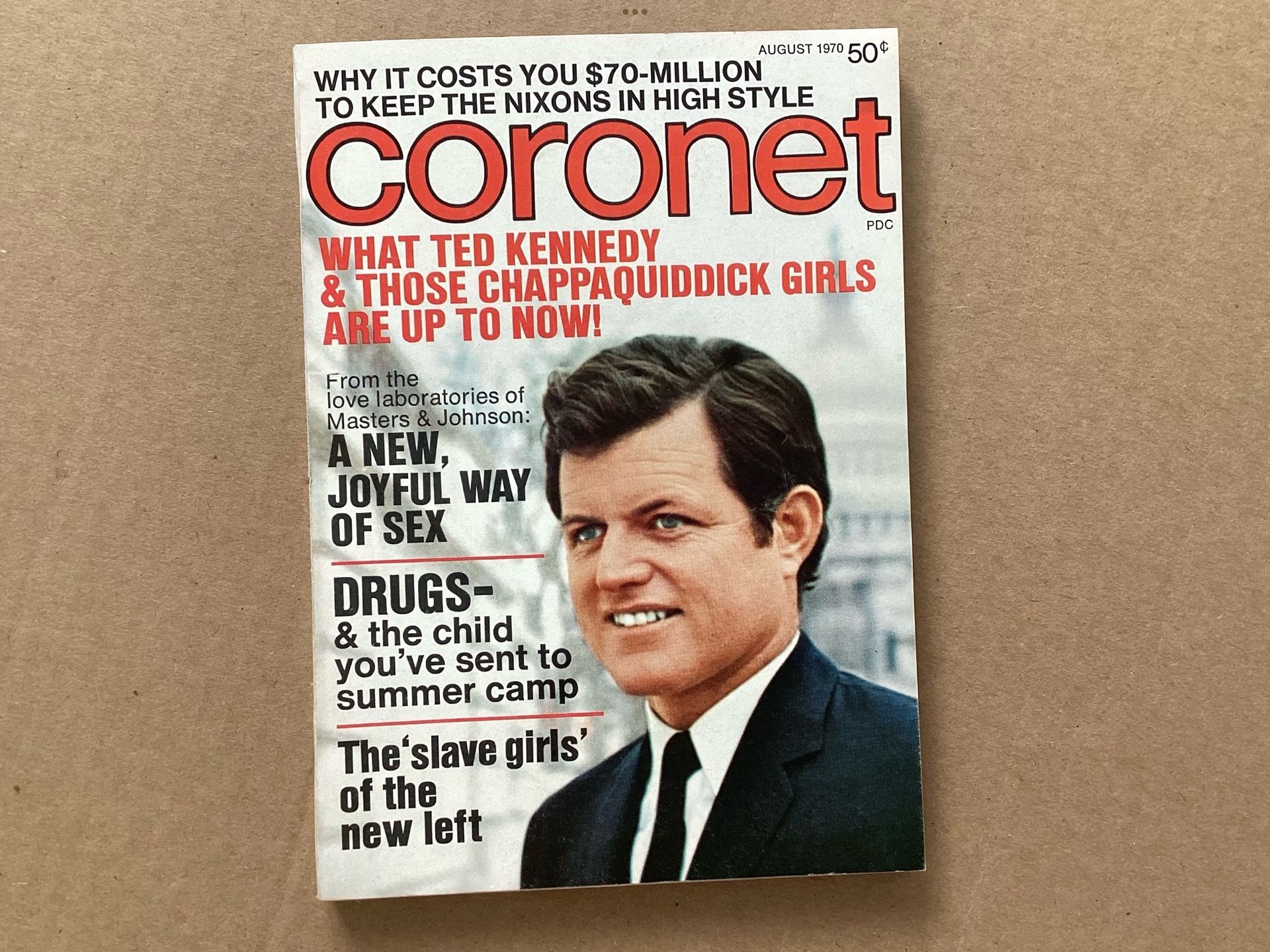 Vtg. 1970 Coronet Magazine Ted Kennedy Chappaquiddick + Nixon Political History Old Advertisement