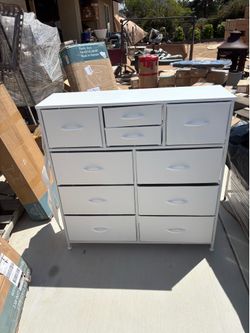 White dresser 10 drawer fabric