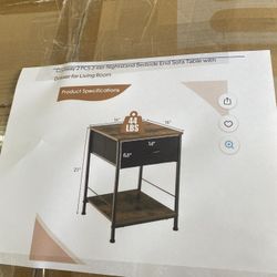 Costway 2 PCS 2-tier Nightstand Bedside End Sofa Table with Drawer for Living Room  