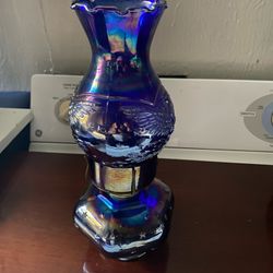 Smith Carnival Glass Bicentennial Oil Cobalt Lamp
