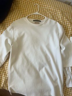Brand New Korean-Style Faux Two-Piece Top – Cream White, Size L