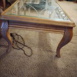 A Vintage Glass Top Coffee Table  ,And 2 End Tables 
