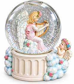 Vintage Angel & Cherub Musical Snow Globe (Plays "Memory" from Cats)