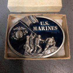 Vintage 1982 US Marines Pewter Belt Buckle, Made In USA By Bergamot Brass Works, New $30