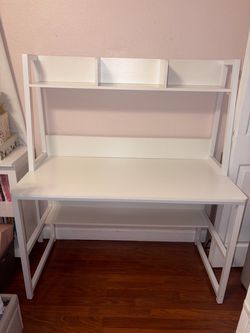 White desk with hutch
