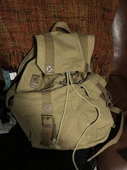 Gootium Canvas Backpack Hiking Camping School Rucksack Dark Khaki Messenger Bag