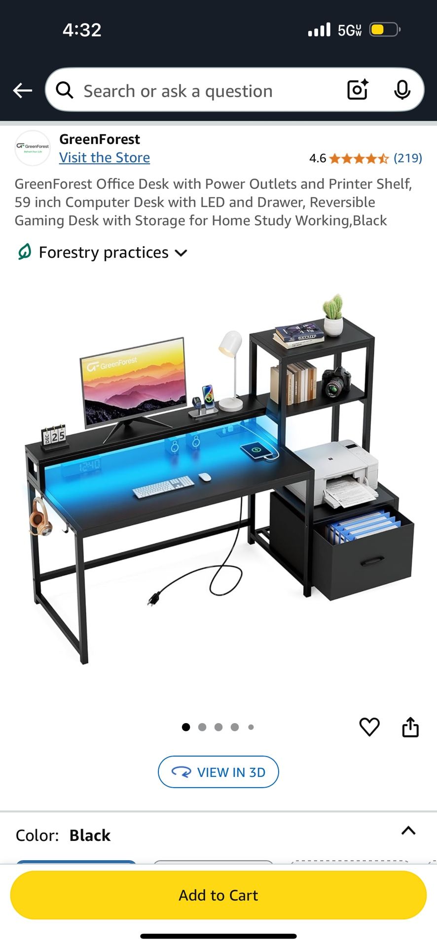 Computer Desk 59” LED (Gaming Package)