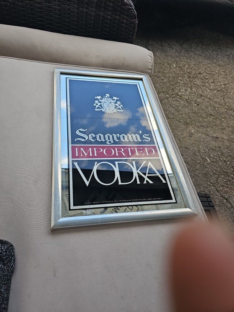 SEAGRAM'S IMPORTED VODKA Framed Mirror Sign 21" by 13.5