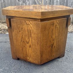 Mid Century Brutalist Hexagon Side Table.