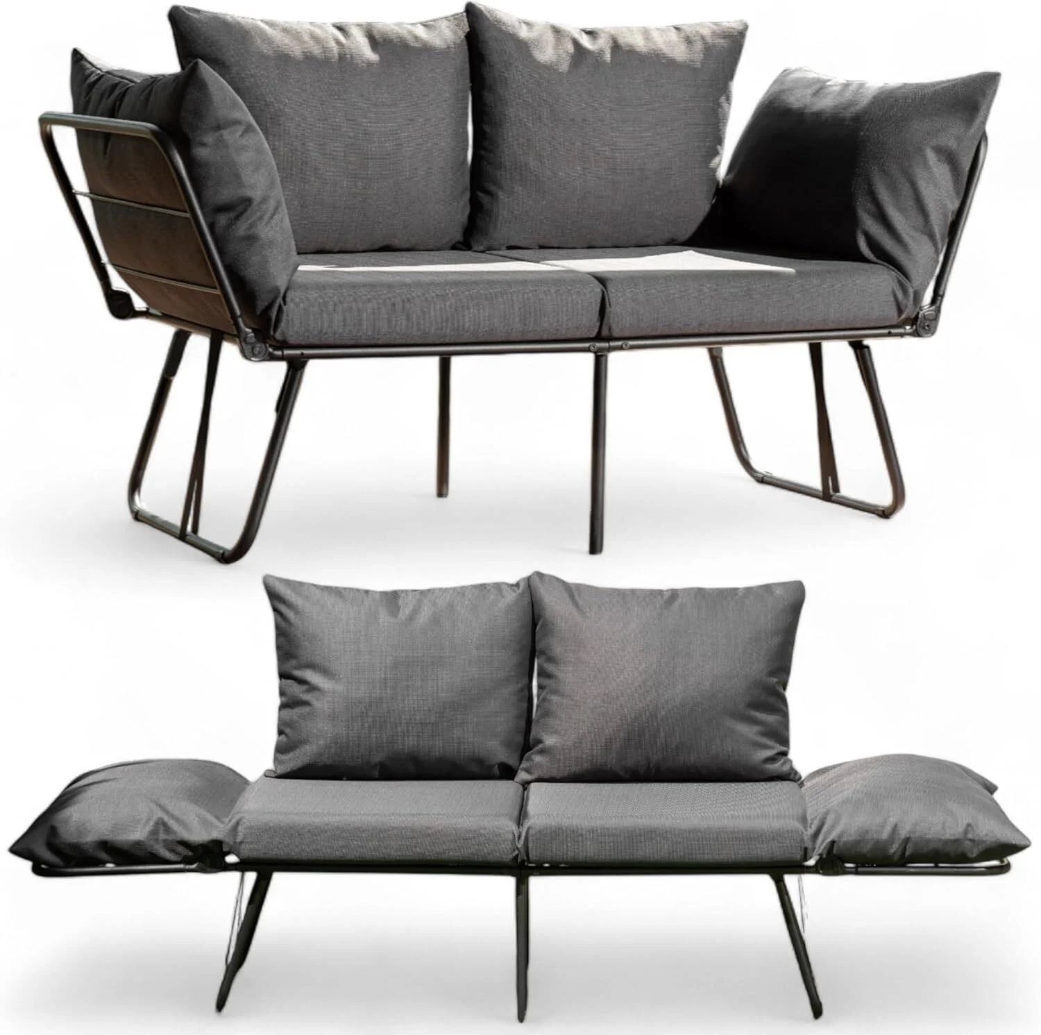 Futon Sofa Bed Unpholstered Fabric Sleeper Couch Convertible Foldable Loveseat