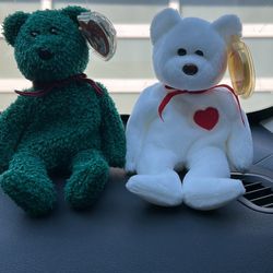 Ty Beanie Babies Bundle – Valentino Bear + Holiday Bears w/ Tags Vintage Lot