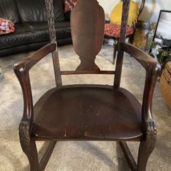 Antique Carved Mahogany Rocker
