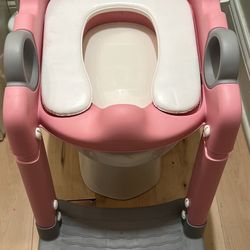 Toddler Potty Training Seat with Step Ladder – Pink/Gray – Excellent Condition