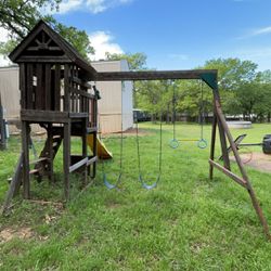 Swingset Slide And Treehouse All In One