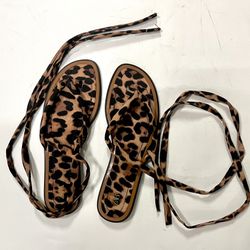 Zara Leopard Print Sandals Size: Eur: 37, US 8.