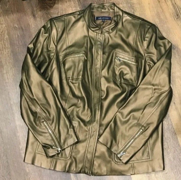 Vintage AK Anne Klein Vegan Leather Jacket size 2X