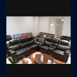Santiago Black Leather Reclining Sofa/Loveseat Sets---$1099---Wow!!!---No Credit Needed Financing Available 