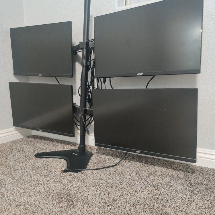 Acer Quad Monitor Setup – 24" LED, 100Hz, VIVO Mount – Full Set for $285