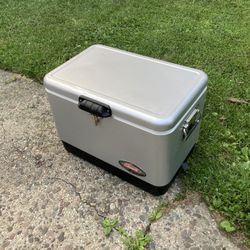 Vintage COLEMAN 54 Quart STAINLESS STEEL Belted COOLER ICE CHEST