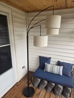 3-Arm Arc Floor Lamp with Drum Shades