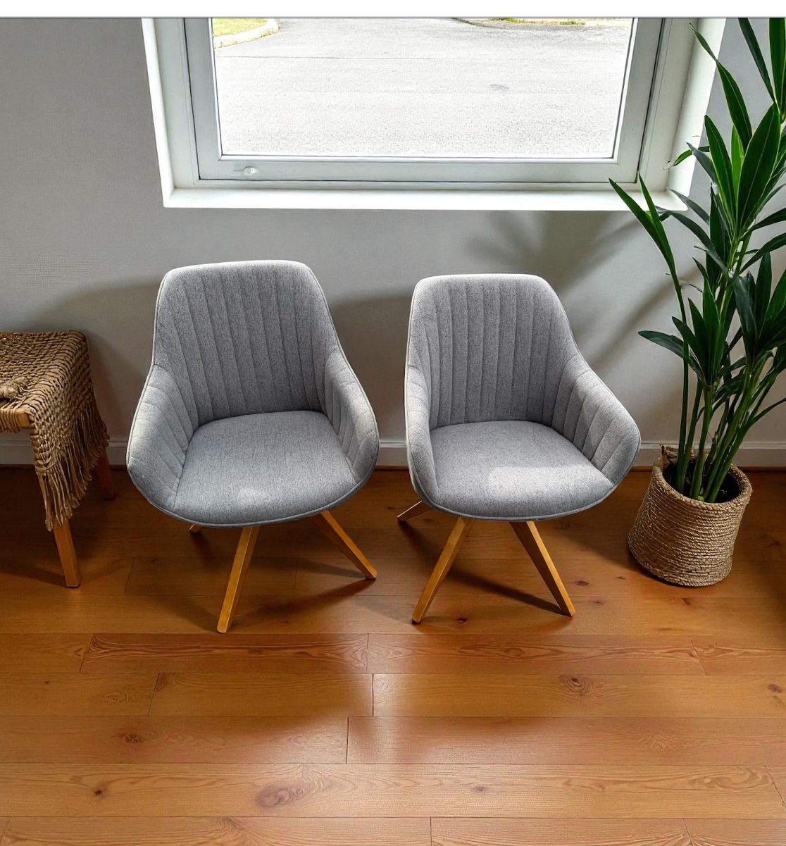 Office or Accent! 2 Arthur Gray Swivel Chairs – Mid-Century Modern