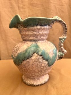 Vintage Ceramic Pitcher with Crackle Glaze