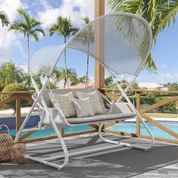 WHITE DOUBLE SWING PATIO OUTDOOR CHAIR
