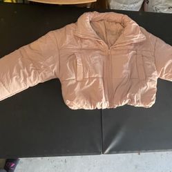 Pink Crop Puffer Jacket 