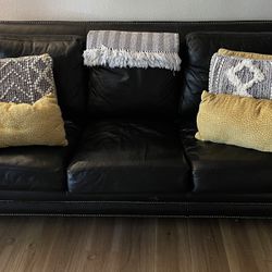 Black Leather Sofa 