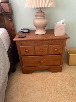 Solid Wood Nightstand with Drawers