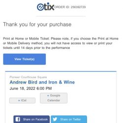 Andrew Bird and Iron & Wine Tickets