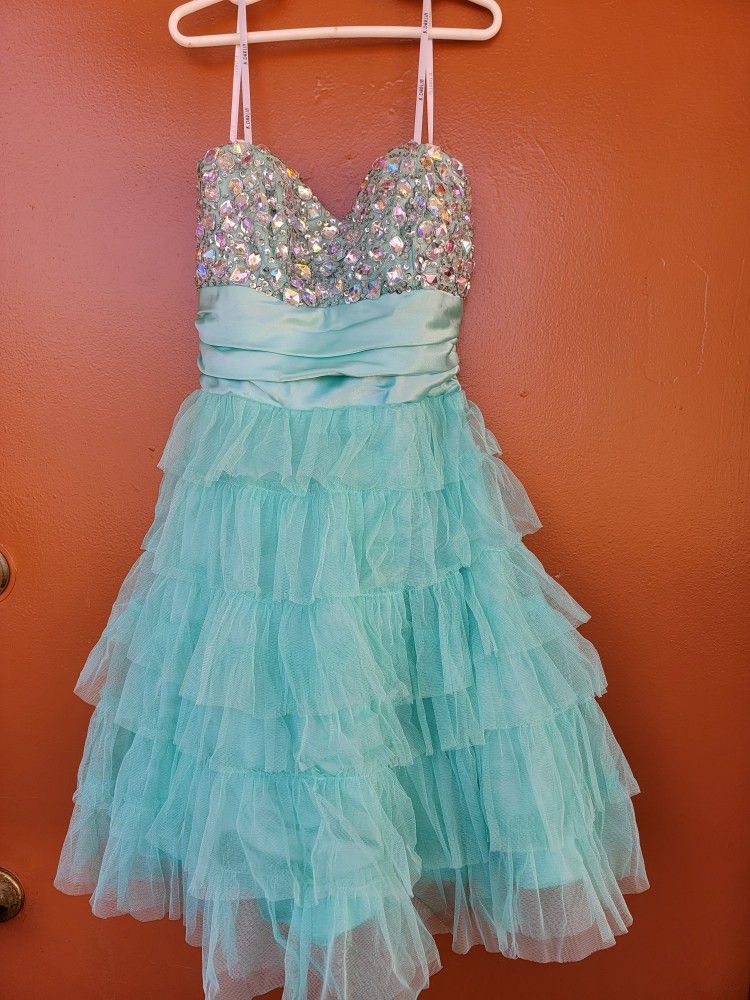 b darlin beaded satin corset strapless dress halloween costume? size 5-6