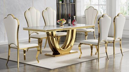 Marble Dinning Table Set of 6