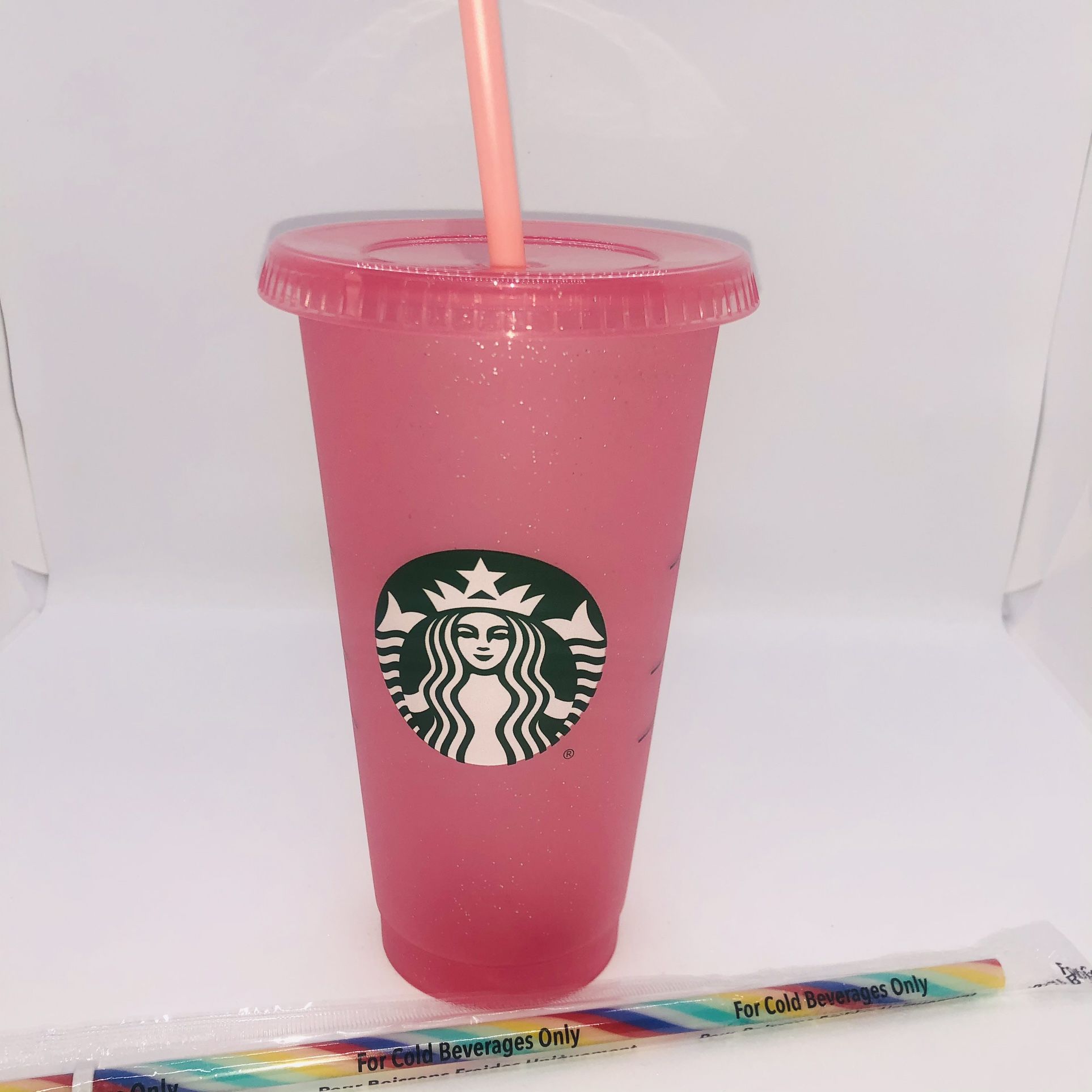 Starbucks Reusable Pink Glitter Cold Cup Holiday 2020 Venti