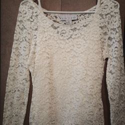 New York Style White Lace & George Stretch White(Under Tank Top)Sold As Set Only Sz Med $10 MPU SERIOUS INQUIRIES ONLY