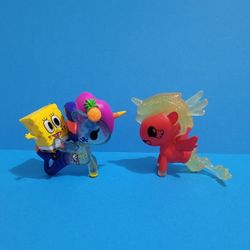 Tokidoki Mermicorno Unicorno Nautique Power-Up Chaser And SpongeBob Set of 2