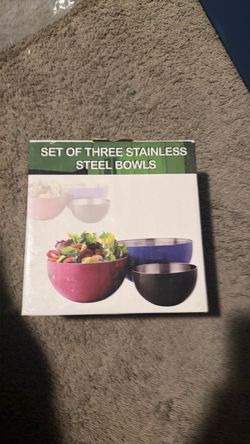 NEW 3-Piece Stainless Steel Mixing Bowl Set