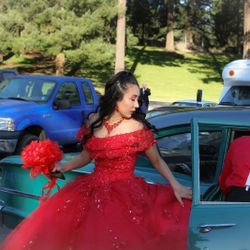 Red Badazzled Quinceañera Dress / Vestido De 15 Años 