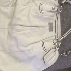 Large Cream/white Womens  Leather COACH  Bag/purse 