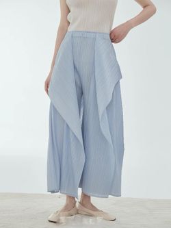 Women's Pleated Wide Leg Casual Pants Light Blue